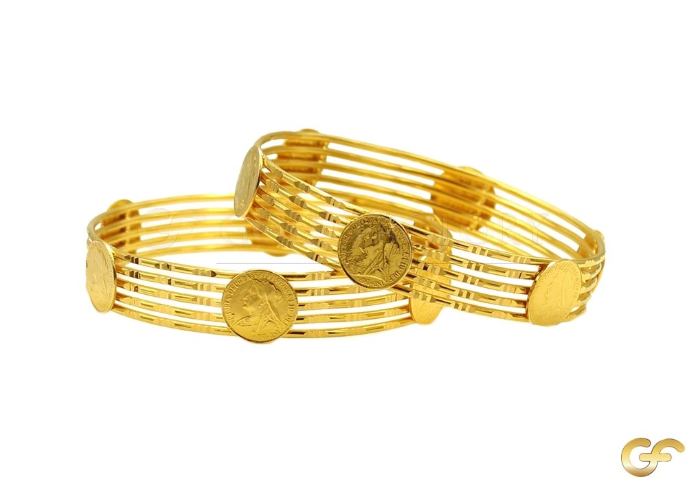22ct Yellow Gold Bangle with Coins